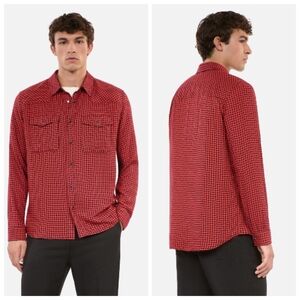 The Kooples Red and Black Casual Button Down Shirt Men's Medium